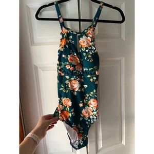 teal floral scalloped bikini